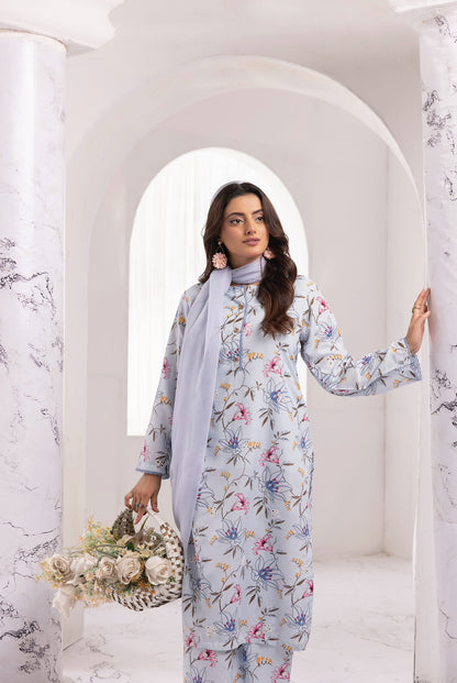 3 Piece Ready To Wear Viscose ChickenKari Printed Suit