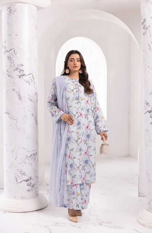 3 Piece Ready To Wear Viscose ChickenKari Printed Suit