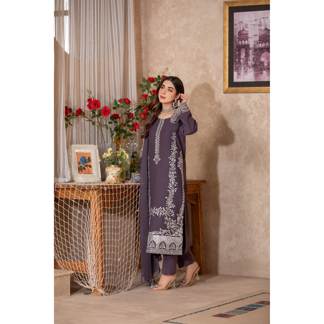 Branded 3 Pc Ready To Wear Suit -Dhanak - Winter Collection)