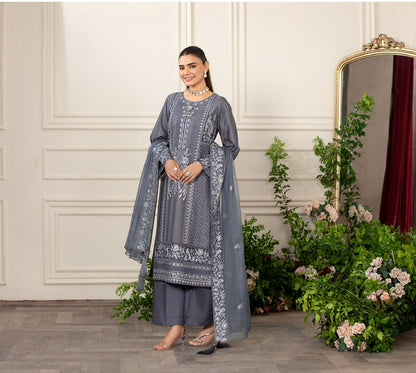 Branded 3 Pc Ready To Wear Suit - Embroidered  Suit