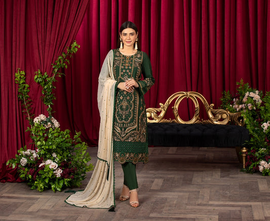 Branded 3 Pc Ready To Wear Suit - Embroidered  Suit