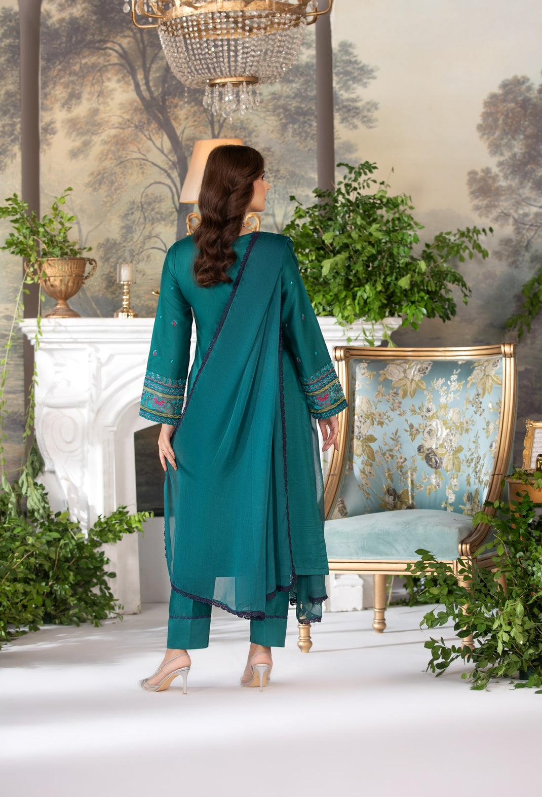 Branded 3 Pc Ready To Wear Suit -Premium  Dhanak