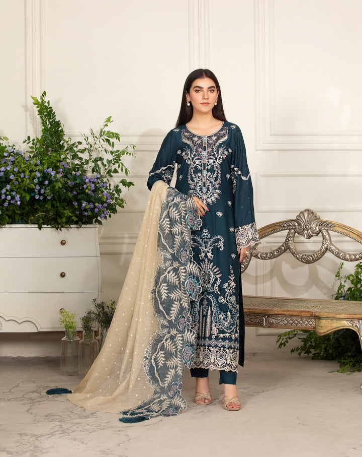 Branded 3 Piece Ready To Wear Suit |Full Embroidered Luxury Viscose Suit |