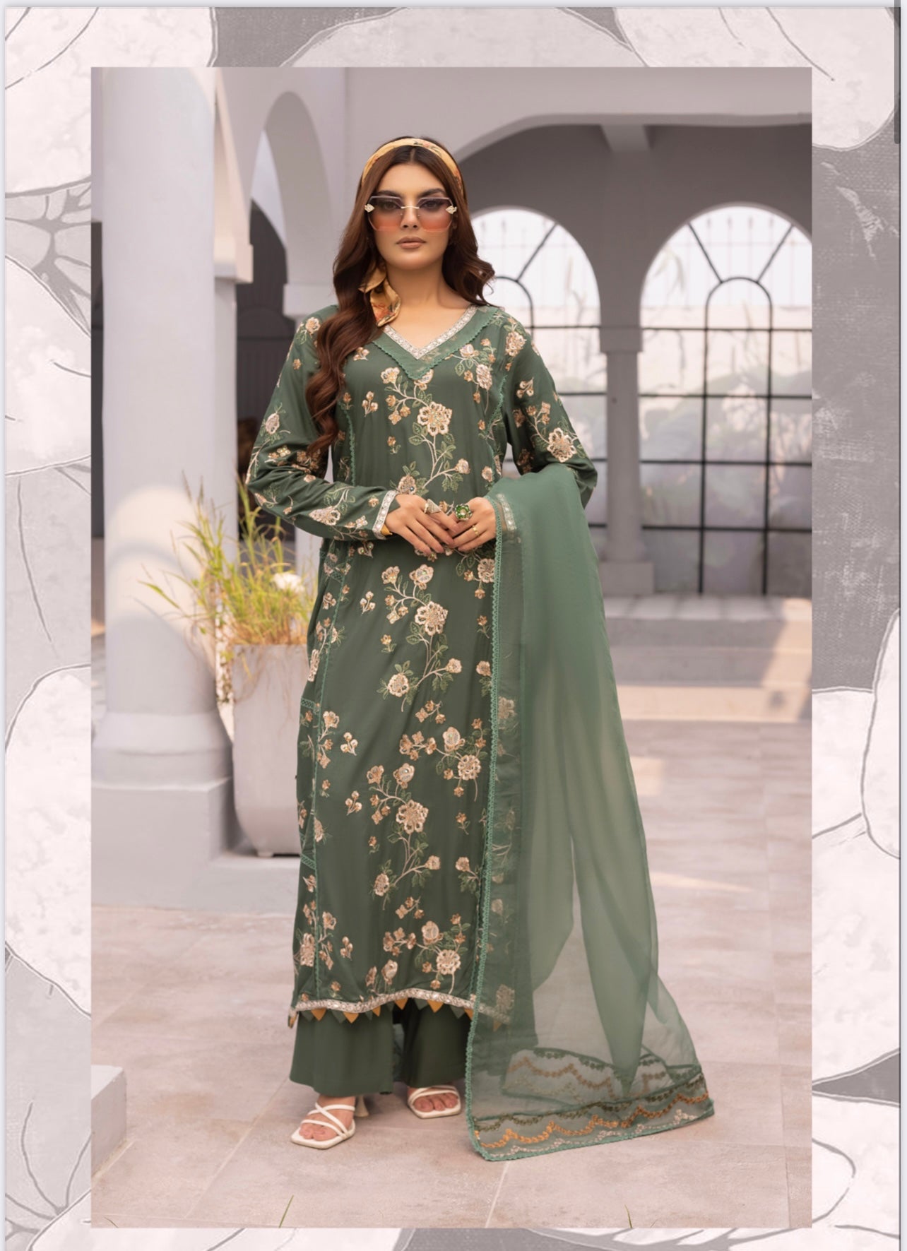 3 Pc Ready To Wear Suit - Embroidered Linen Suit (Gareen)