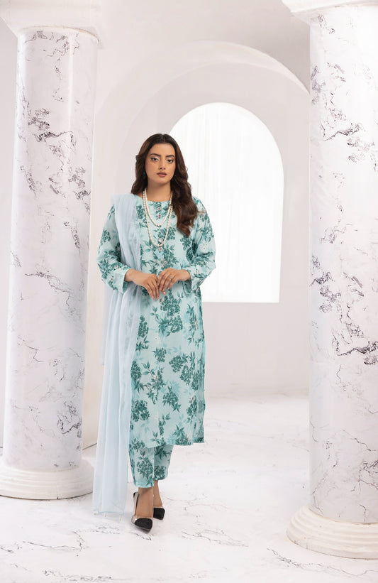 3 Piece Ready To Wear Viscose ChickenKari Printed Suit