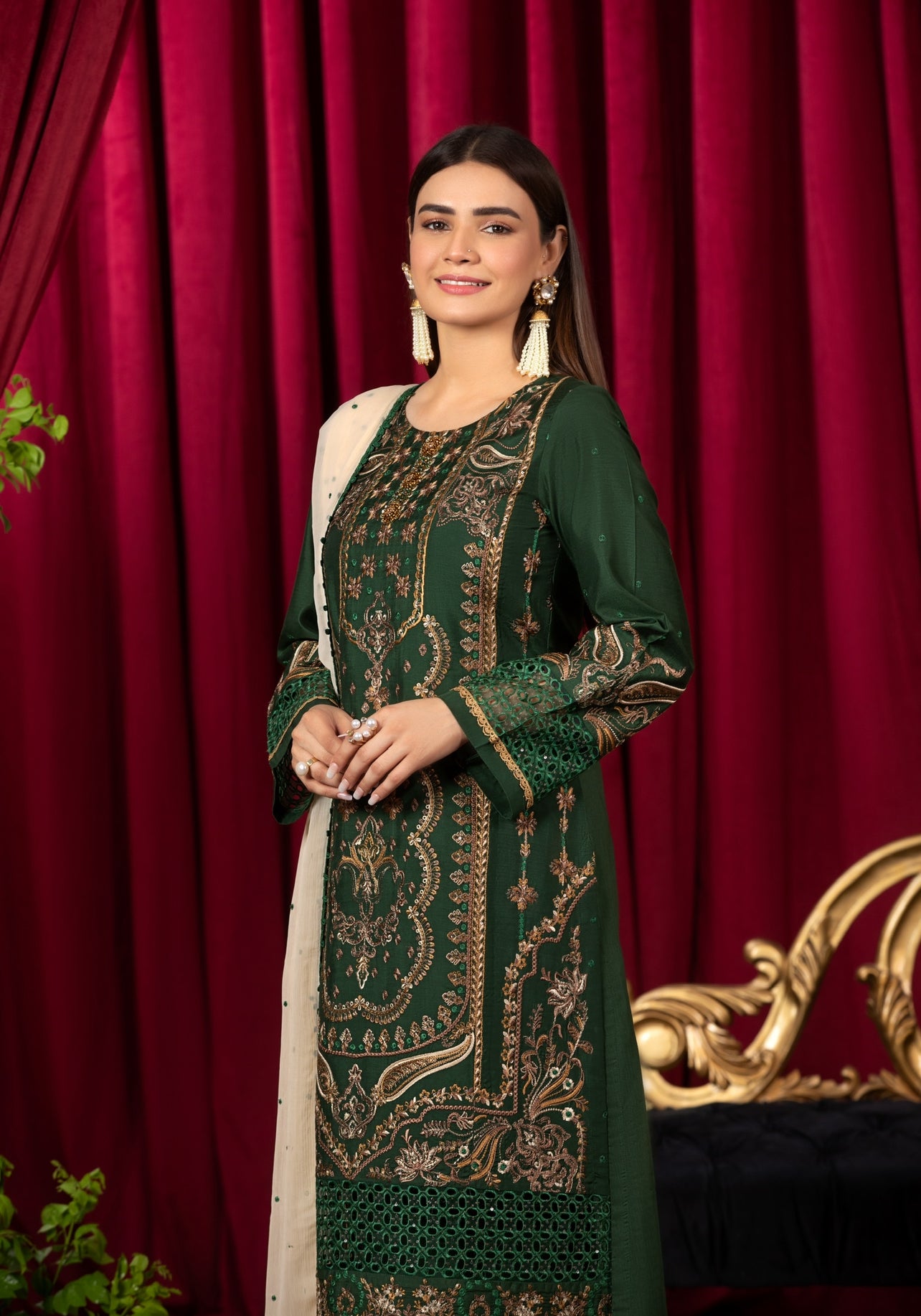 Branded 3 Pc Ready To Wear Suit - Embroidered  Suit