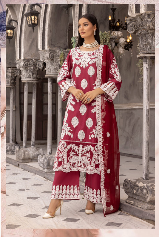 Branded  3 Piece  Stitched  Embroidered Suit