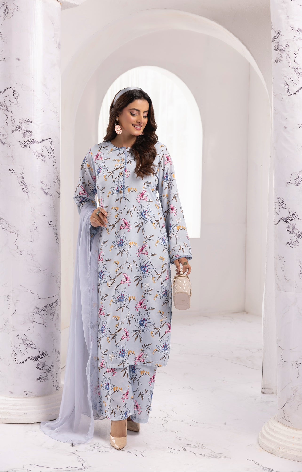 3 Piece Ready To Wear Viscose ChickenKari Printed Suit