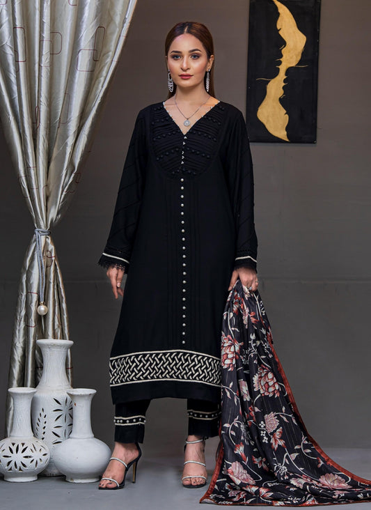 Laxury 3 Piece  Stitched Suit  [Dhanak]